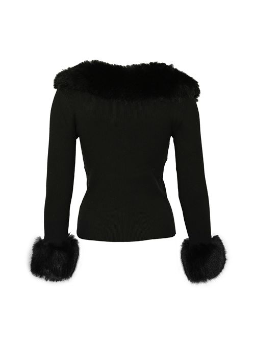 Cardigan maglia bordi simil pelliccia Liquirizia NO SECRETS | 253NS069LIQUIRIZIA